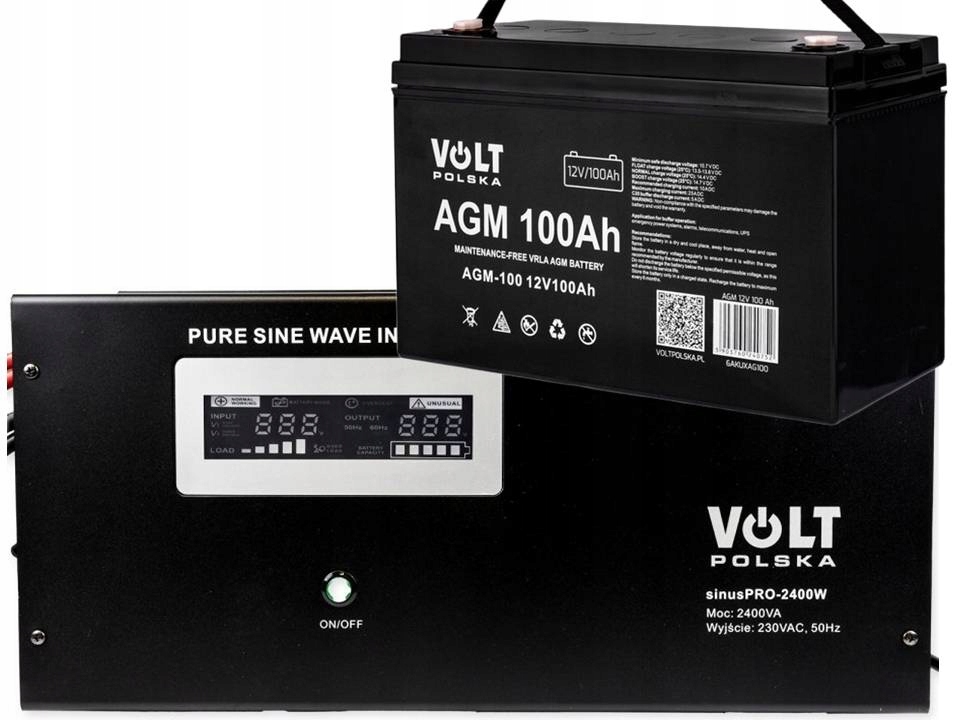 Nouzový Napájecí Zdroj Měnič Napětí Ups SinusPRO 2400W Akumulátor Agm 100Ah