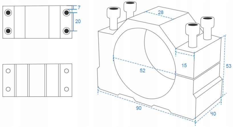 Uchwyt do frezarek CNC 52mm - mocowanie wrzeciona Producent Inna