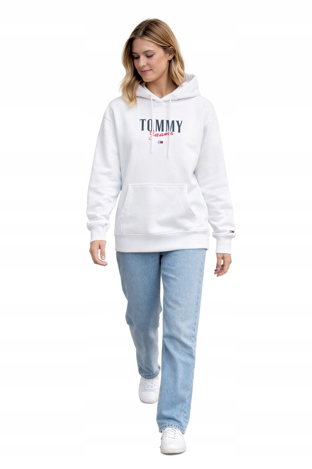 Tommy Jeans Bílá Mikina S Kapucí S Potiskem A Kapsou M I1G