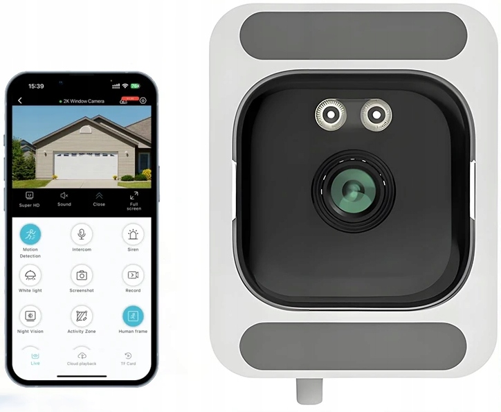 Kamera okienna Zewnętrzna 2.4/5GHz WiFi Kamera 3MP Kolorowa Kamera Nocna Okienna
