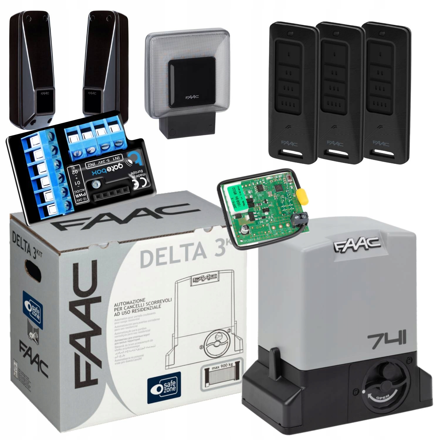Faac DELTA3+ Moduł WiFi Lampa+ Pilot XT4 Fds 3szt napęd bramy przesuwnej