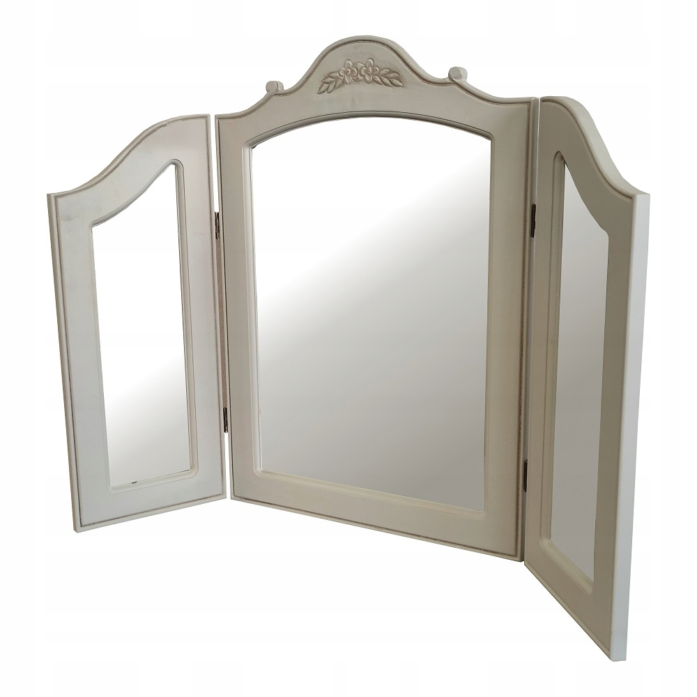 

Otwierane trójdzielne lustro w szarej ramie