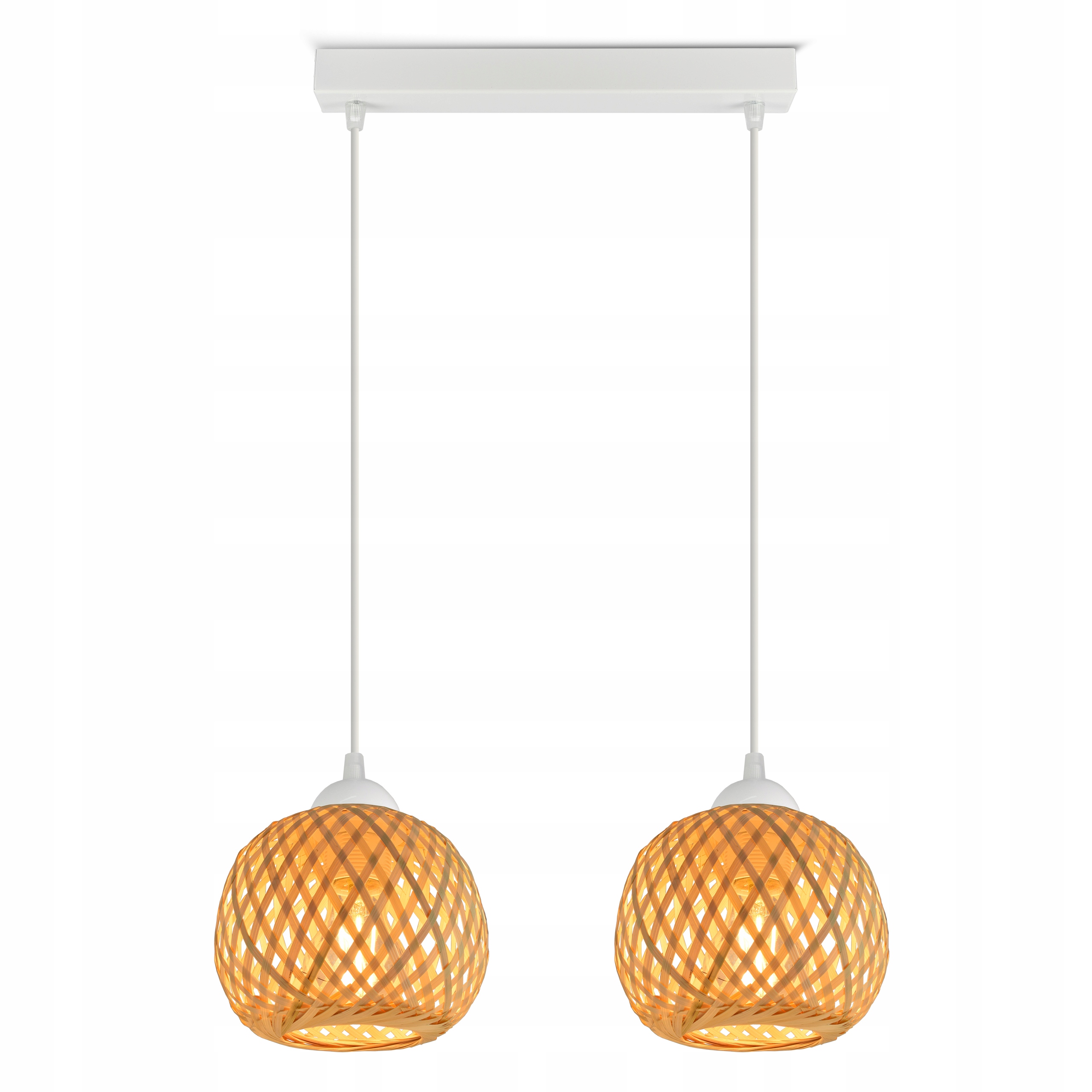 Závěsné Stropní Svítidlo Bambusová pletená Boho Přírodní 583-BZ2 Led Bílá