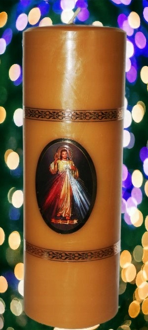 1,25kg 24/8cm Gruba medem provoněná svíčka hromnička vosková 3 dny tmy