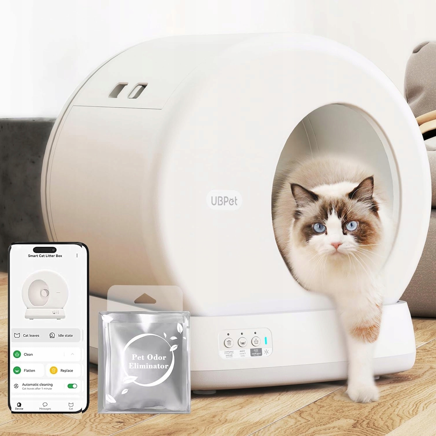 Levně Samočistící kočičí toaleta pro kočky s 10 senzory Ovládání pomocí aplikace 57 litrů