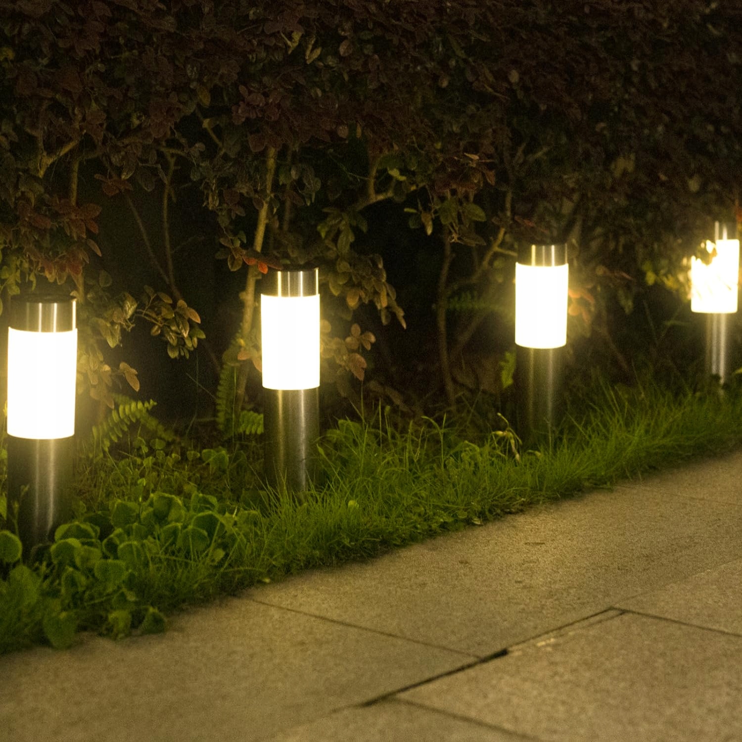 Heinstian Ciepłe białe lampy solarne na zewnątrz Stal Nierdzewna, 4 Sztuki — miniatura 3