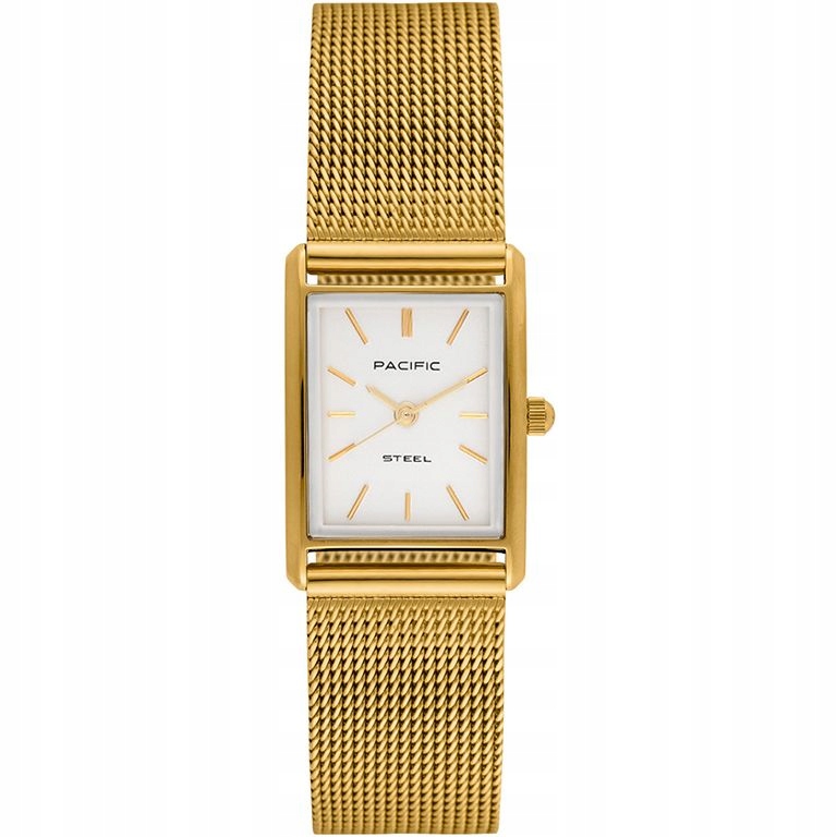 Dámské zlaté hodinky Pacific SLC-1604-05 obdélníkové na mesh náramku