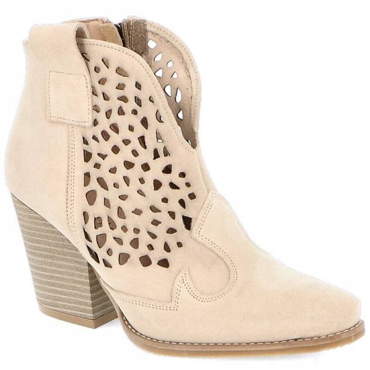 

Tymoteo Macello Beż Kowbojki ażurowe Skóra 38