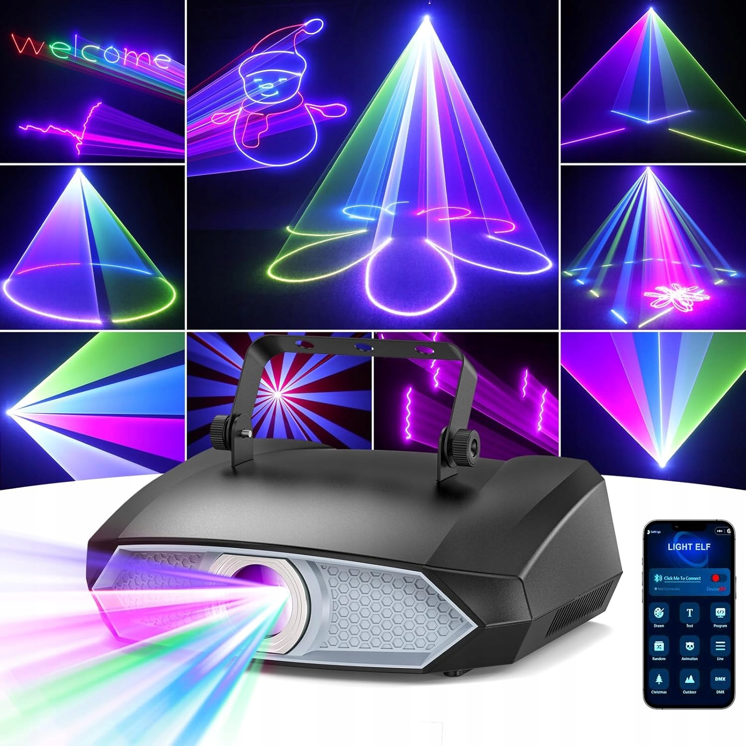 Rgb laserový projektor DMX512 Glowingstage disco světlo Dj Led efekty