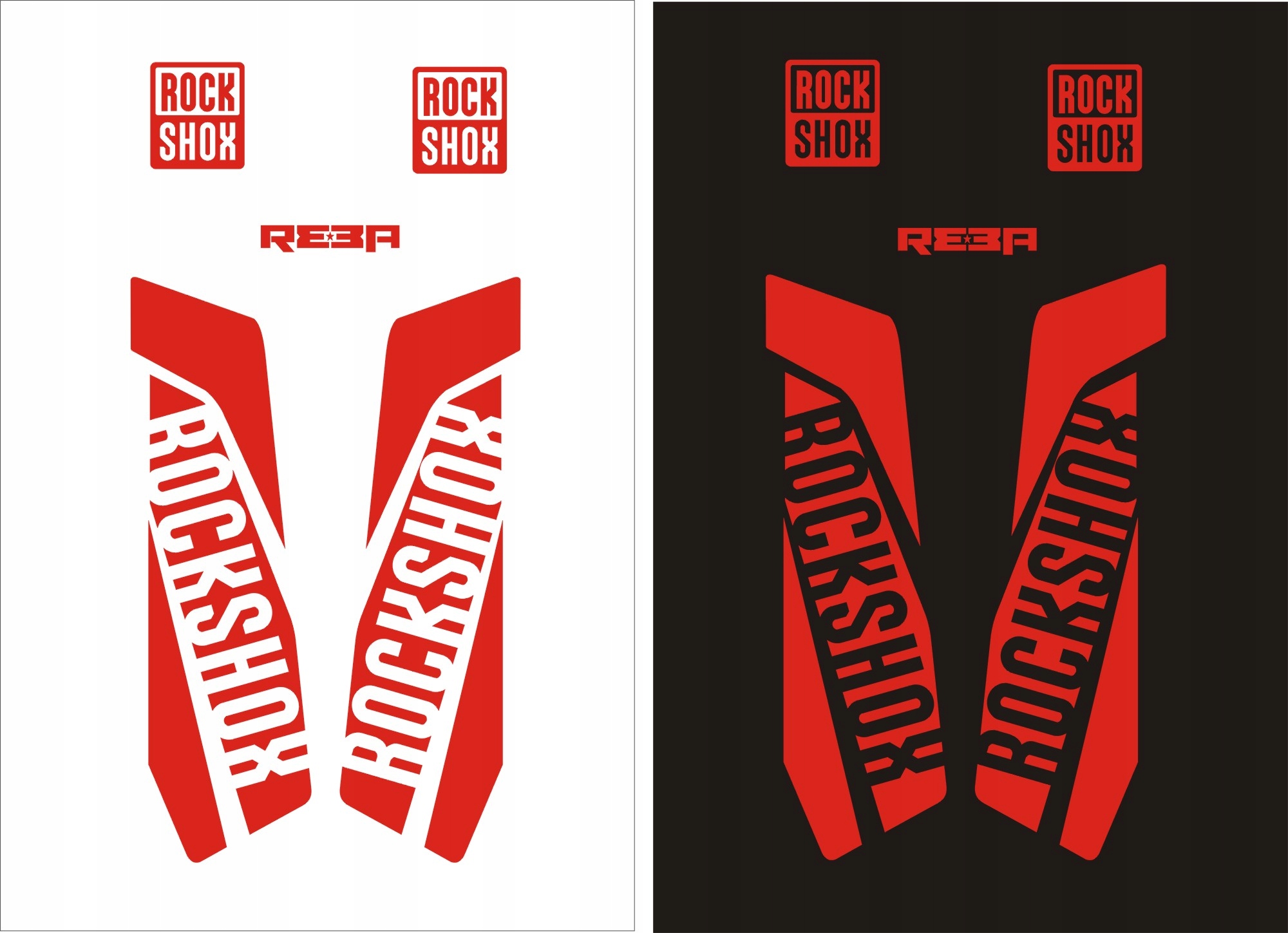 REBA ROCK SHOX czerwone naklejki na amortyzator Długość 0 mm