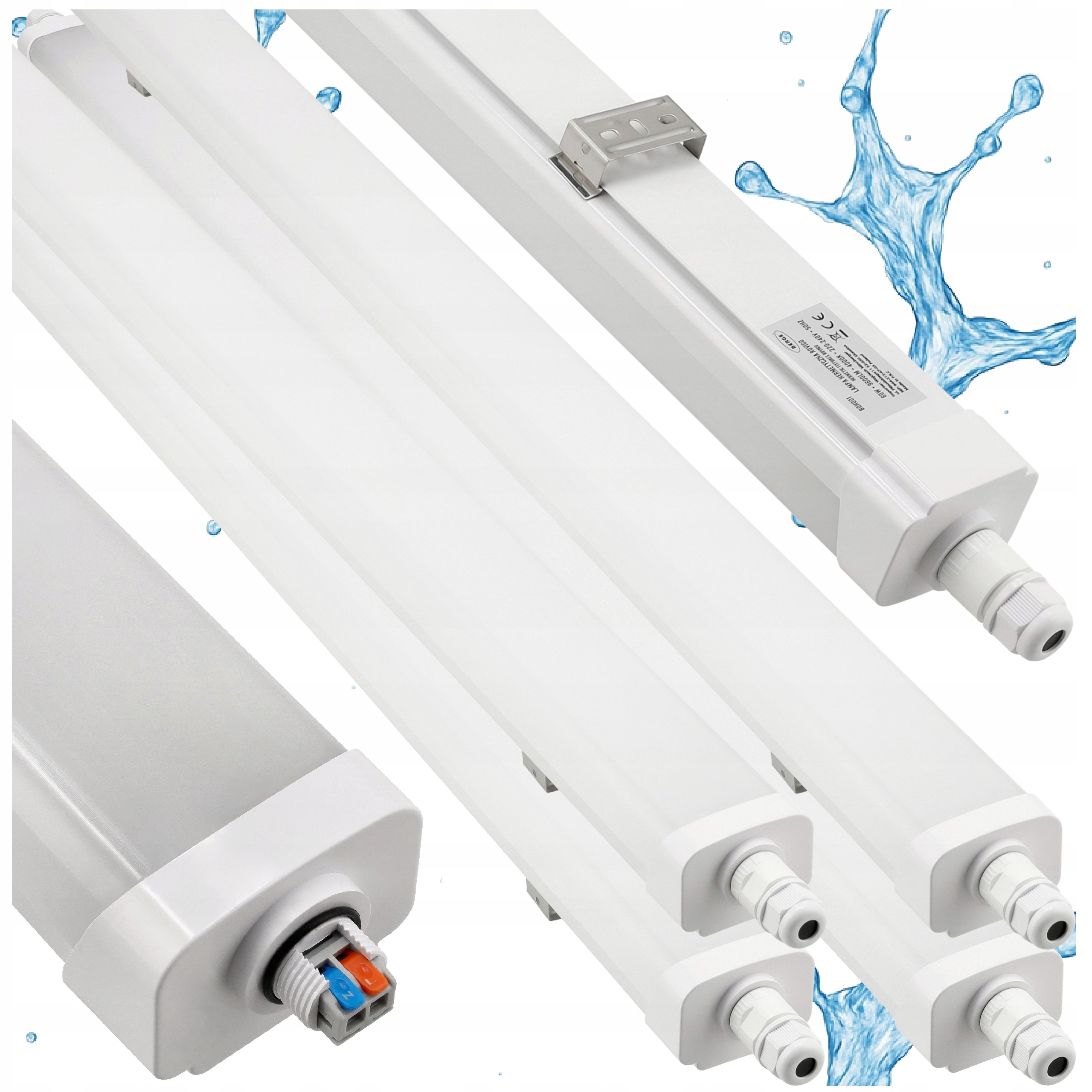 Led hermetická priechodná lampa 60W 120 cm 9600lm 4000K Nástenná lampa 4x