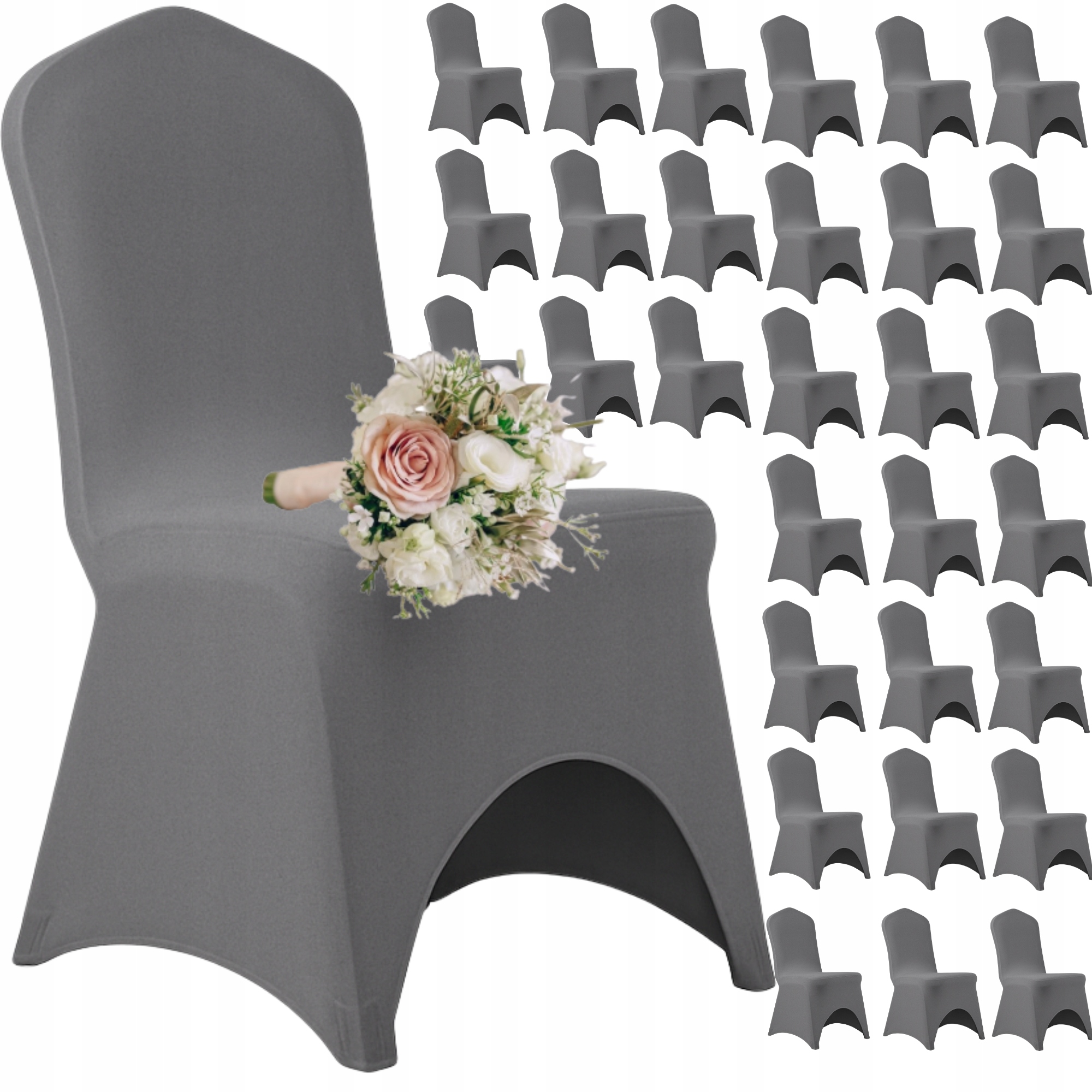 50 Ks Potah Na Banketové Křeslo 190 g Šedá Svatba Svaté Přijímání Elastický