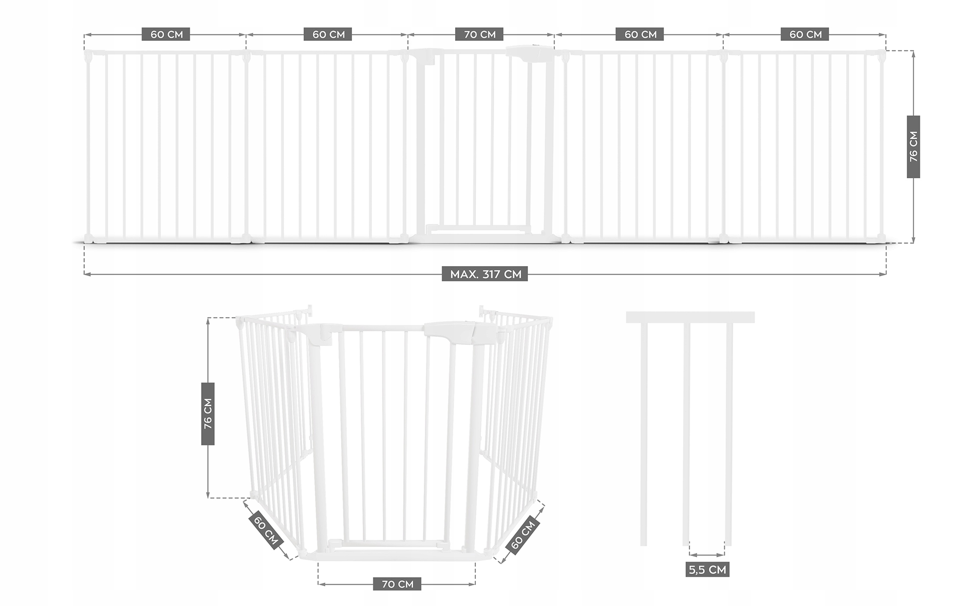 Barierka ZABEZPIECZAJĄCA Kominek Schody Tulano Guardian 6.0 White Kolor biały
