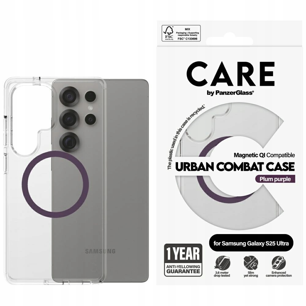 Etui Care by PanzerGlass Flagship Urban Combat Purple Qi do Samsung Galaxy
