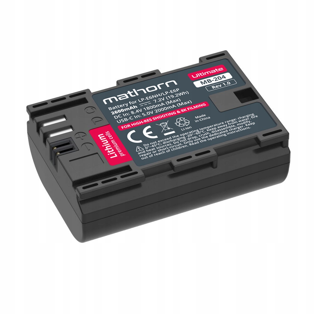 Mathorn MB-204 Ultimate 2600mAh 8A bateria Usb-c LP-E6NH/E6P