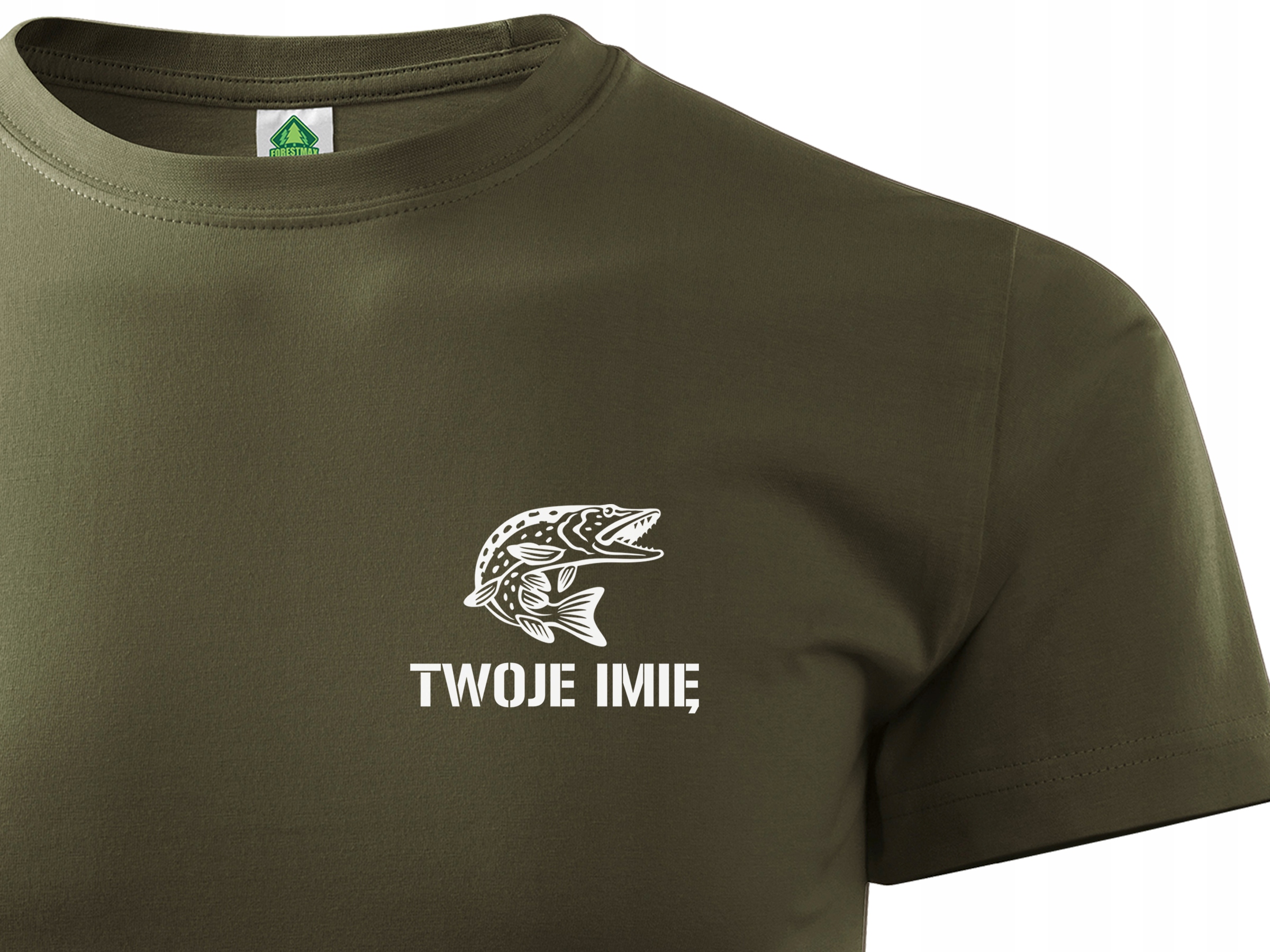 

T-shirt maskujący dla Wędkarza - szczupak + imię
