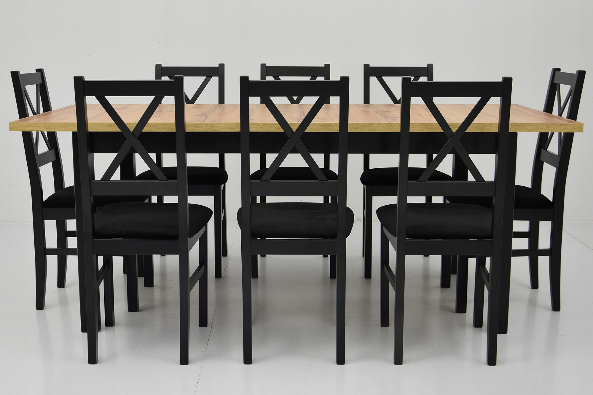 8 krzeseł i stół rozkładany 90x160/200 cm WOTAN Liczba elementów w zestawie 9