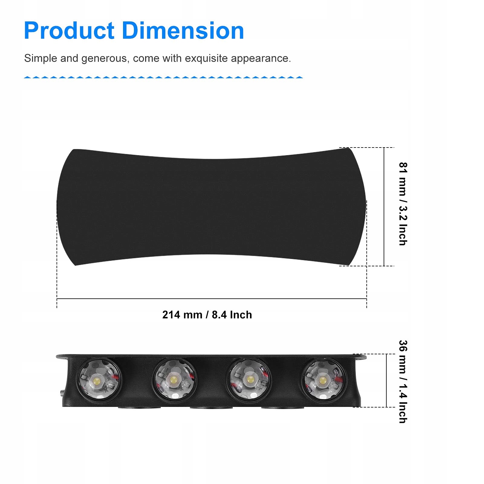 KAWELL Lampa LED 8W Wewnętrzna Zewnętrzna IP65 Czarna 3000K — miniatura 9