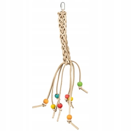 Levně Kožený Pletený cop Pippi Dlouhá Punčocha Přírodní hračka pro Papoušky