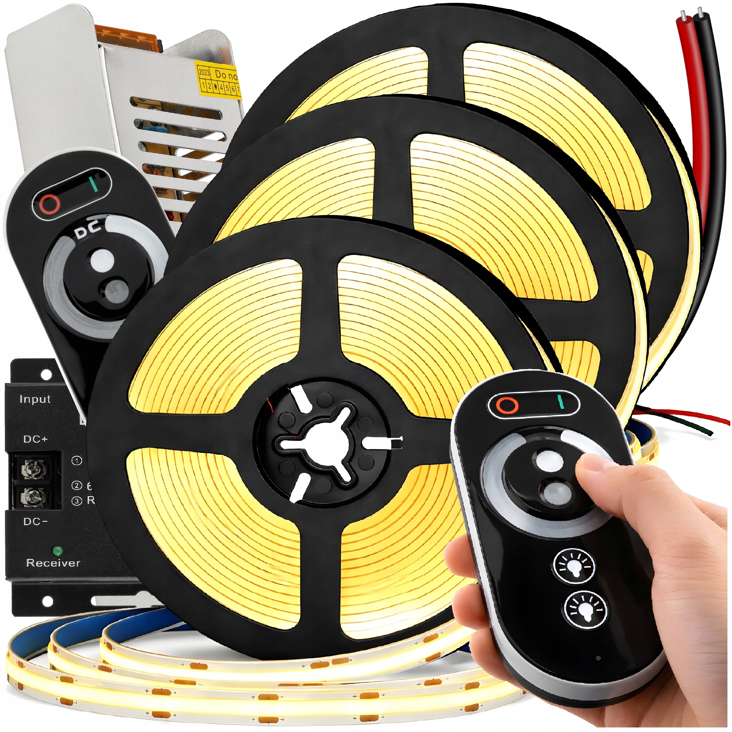 Set Led pásek 15 m Cob Neon 12V 180 W Silné Jasné Světlo Napájecí Zdroj Dálkový Ovladač