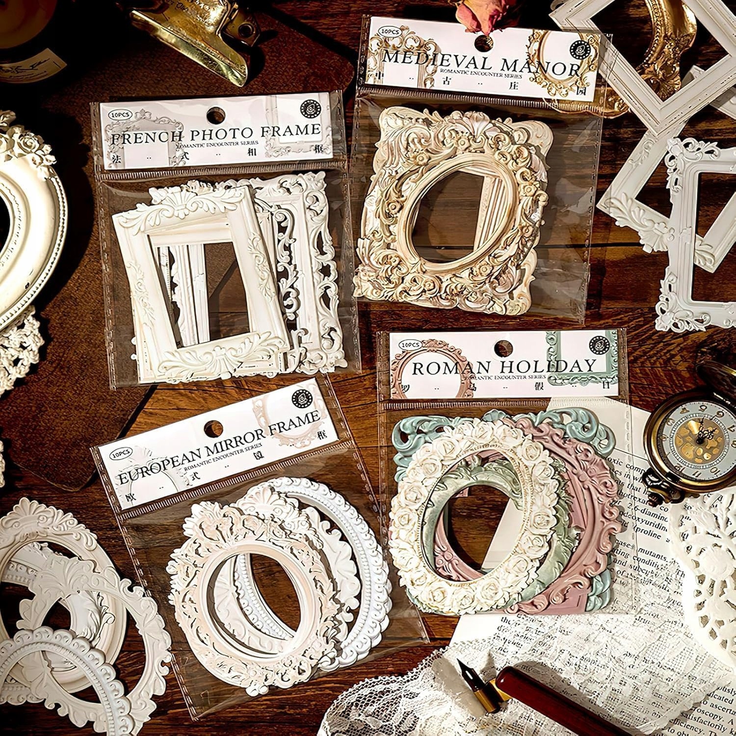 Sada 40 Listů Krajkových Rámečků Ve Vintage Stylu Scrapbooking