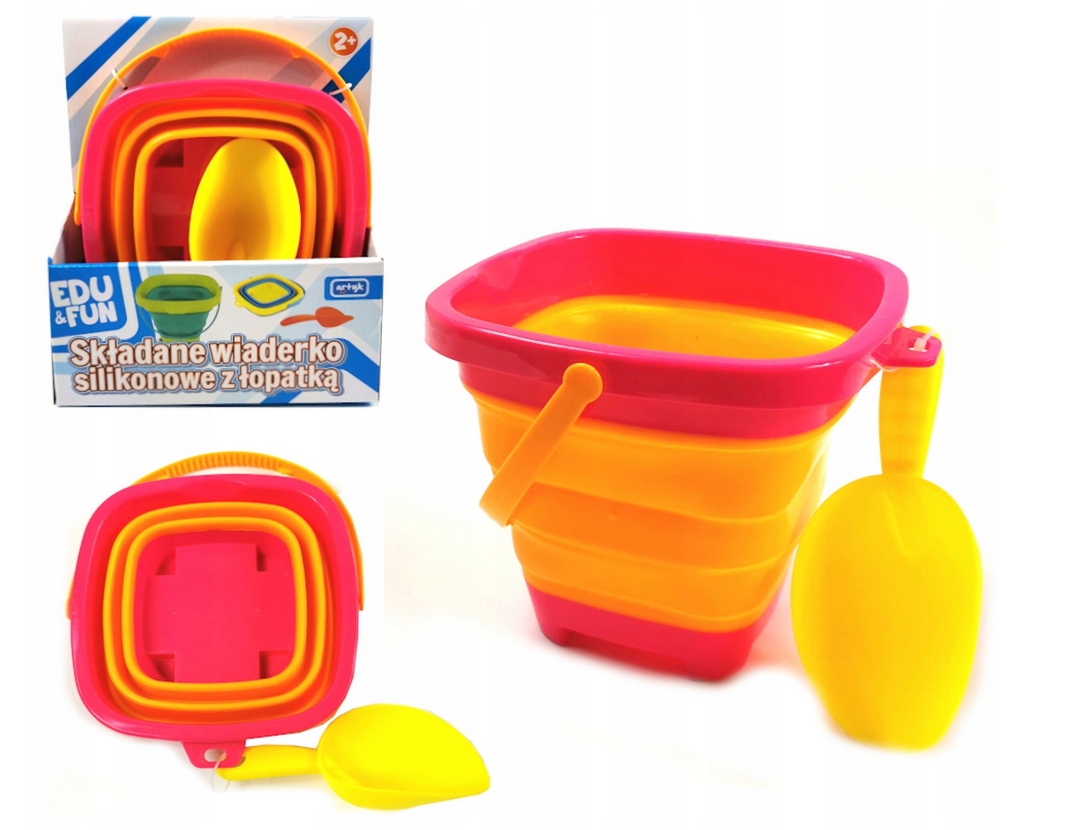 

125034 Wiaderko Składane Silikon Do Piasku Różowe