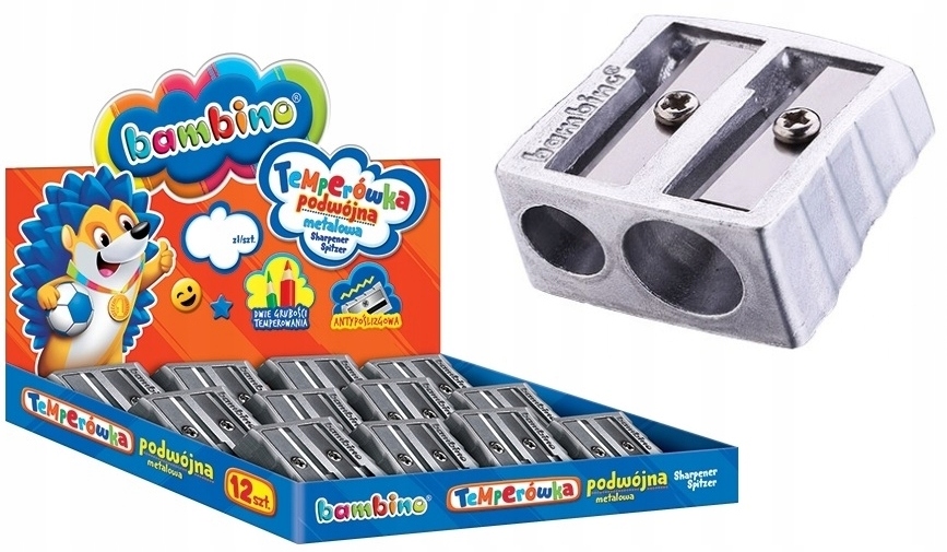 Temperówka PODWÓJNA metalowa BAMBINO solidna