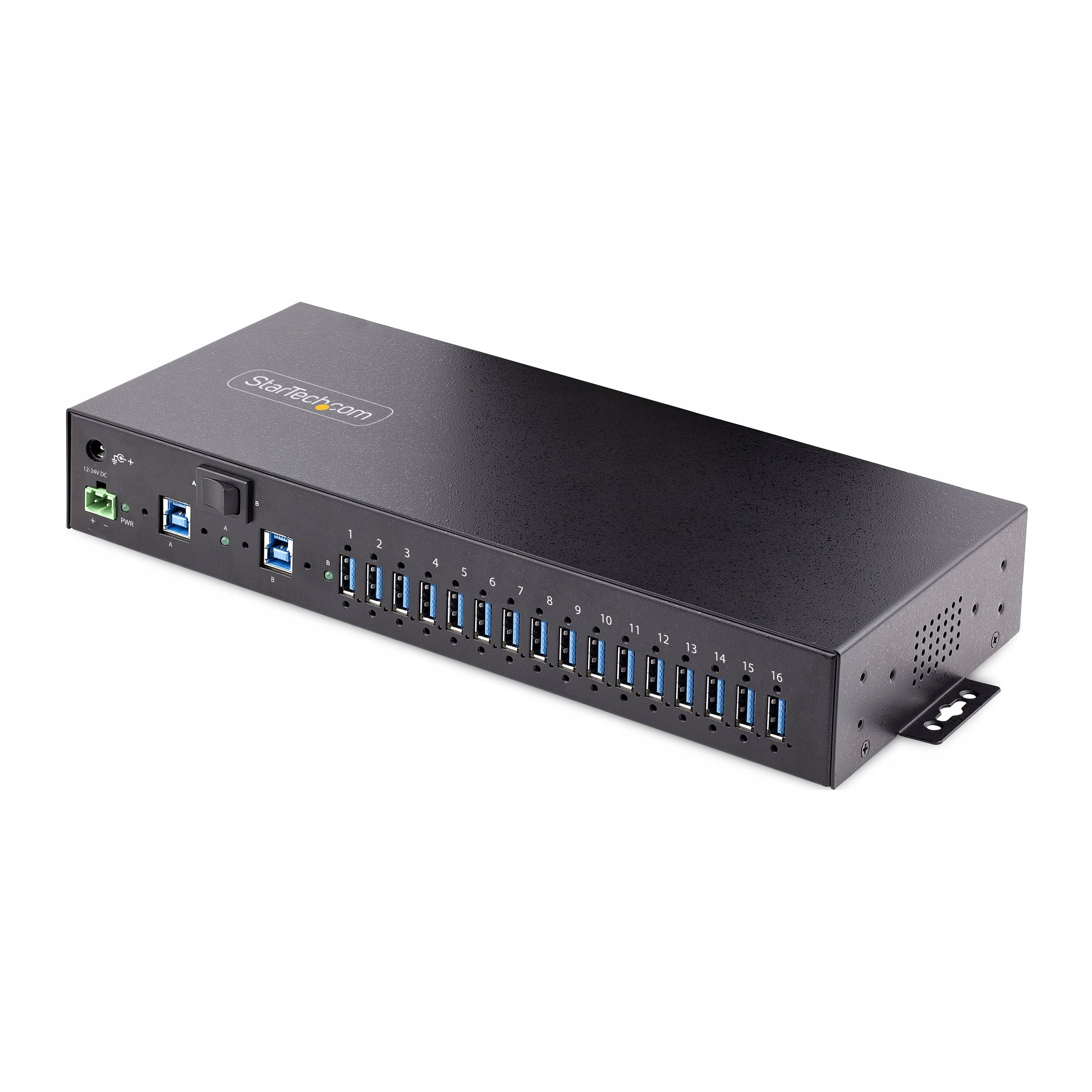 StarTech.com 16-portový Usb 3.0 rozbočovač s DIN/Rack montážou 120W nabíjací výkon