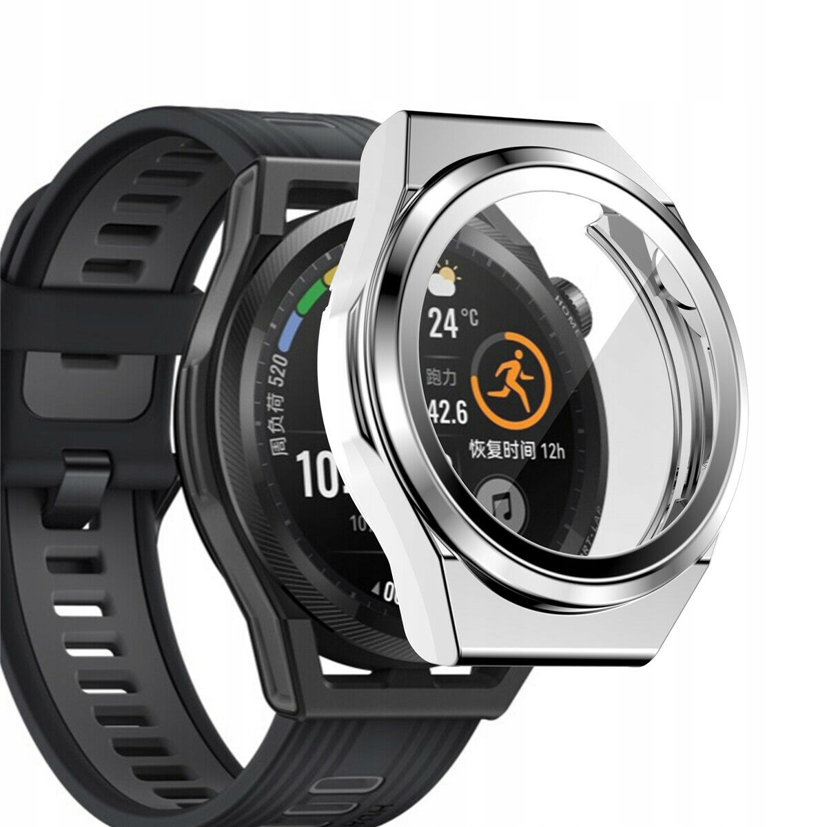 ETUI SILIKONOWE DO HUAWEI WATCH GT RUNNER SREBRNE