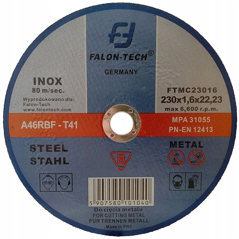 TARCZA INOX 230X1,6 mm DO CIĘCIA METALU STALI ŻELIWA DRUTU INOXU 230 X 1,6