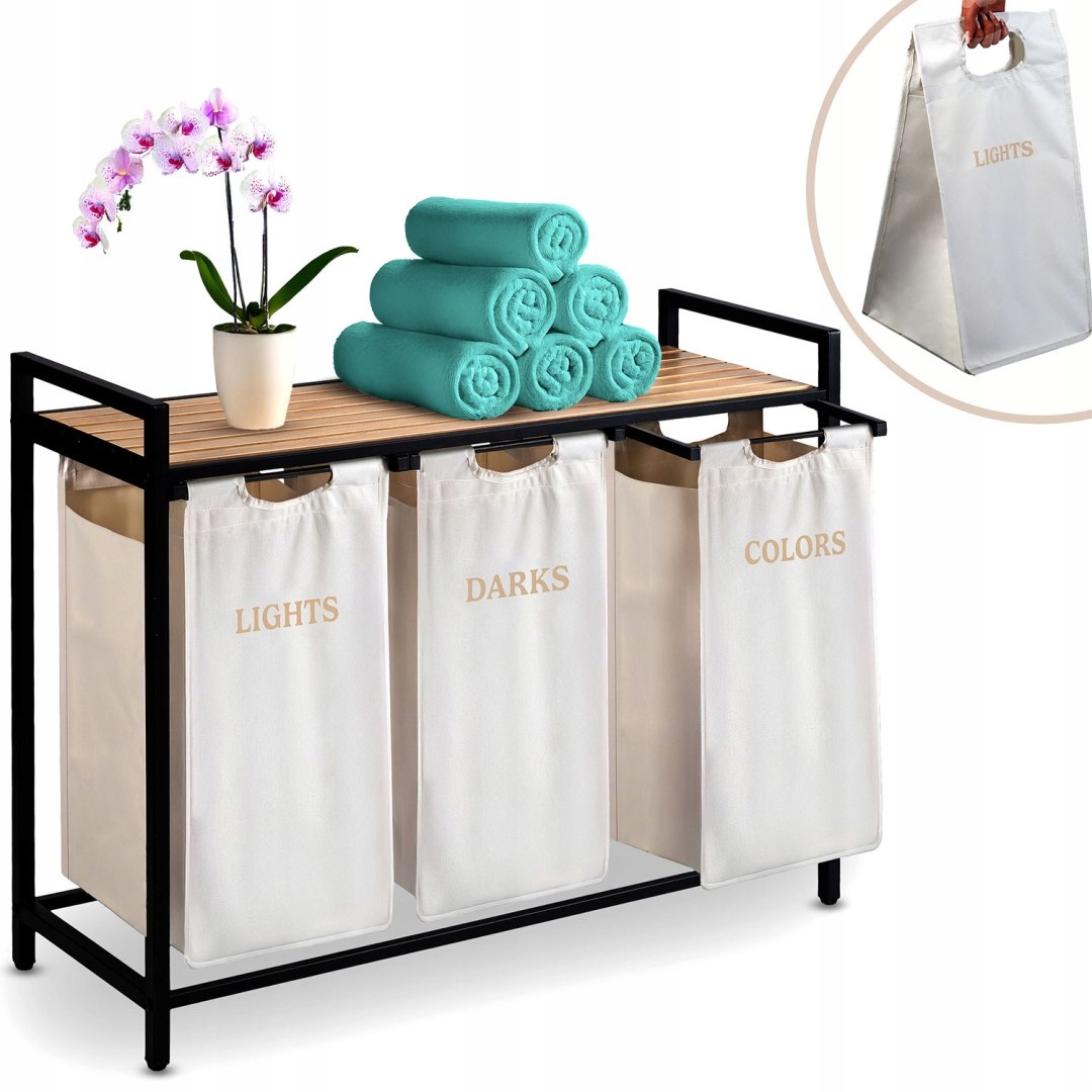 Kôš na bielizeň trojkomorový na rošte 120 l Massido Massido