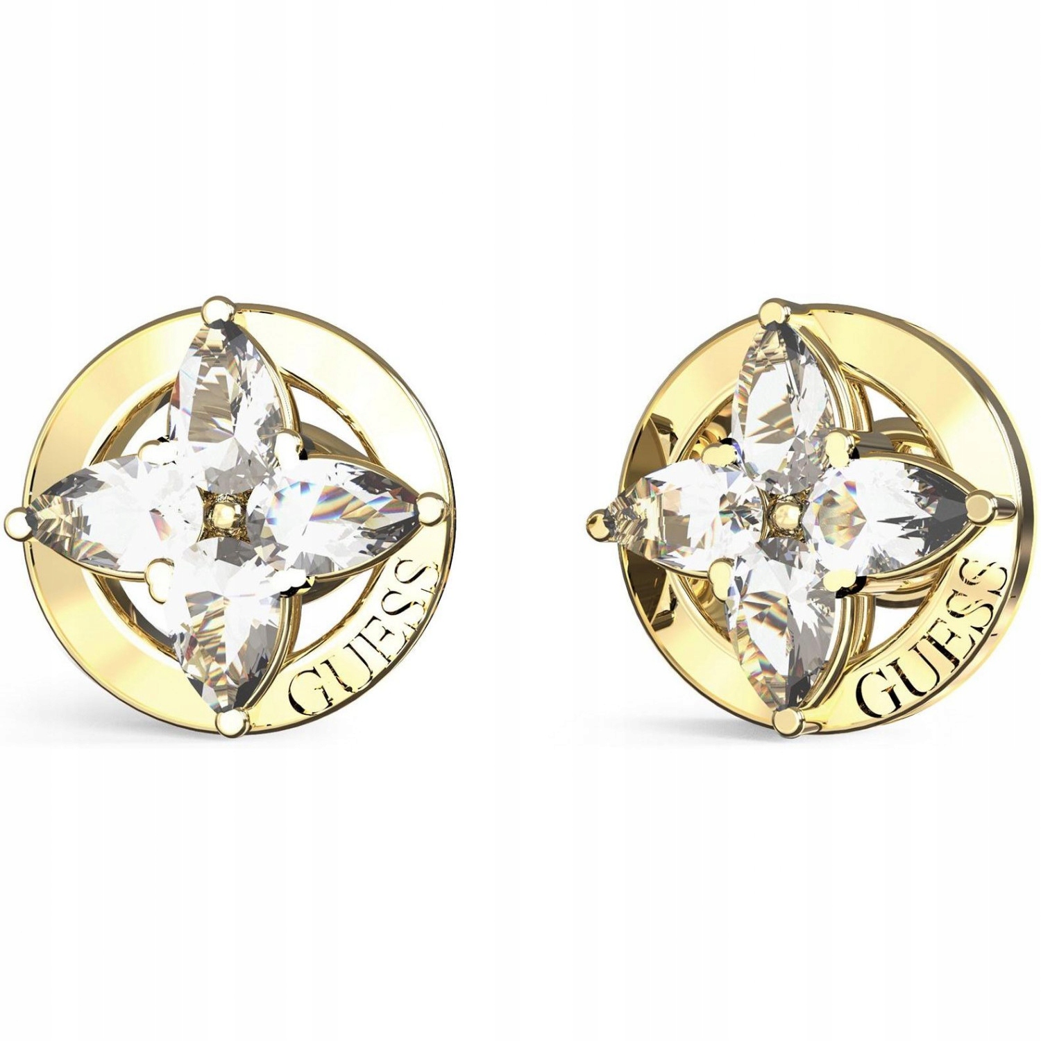 Náušnice dámské zlaté Guess zirkon květina