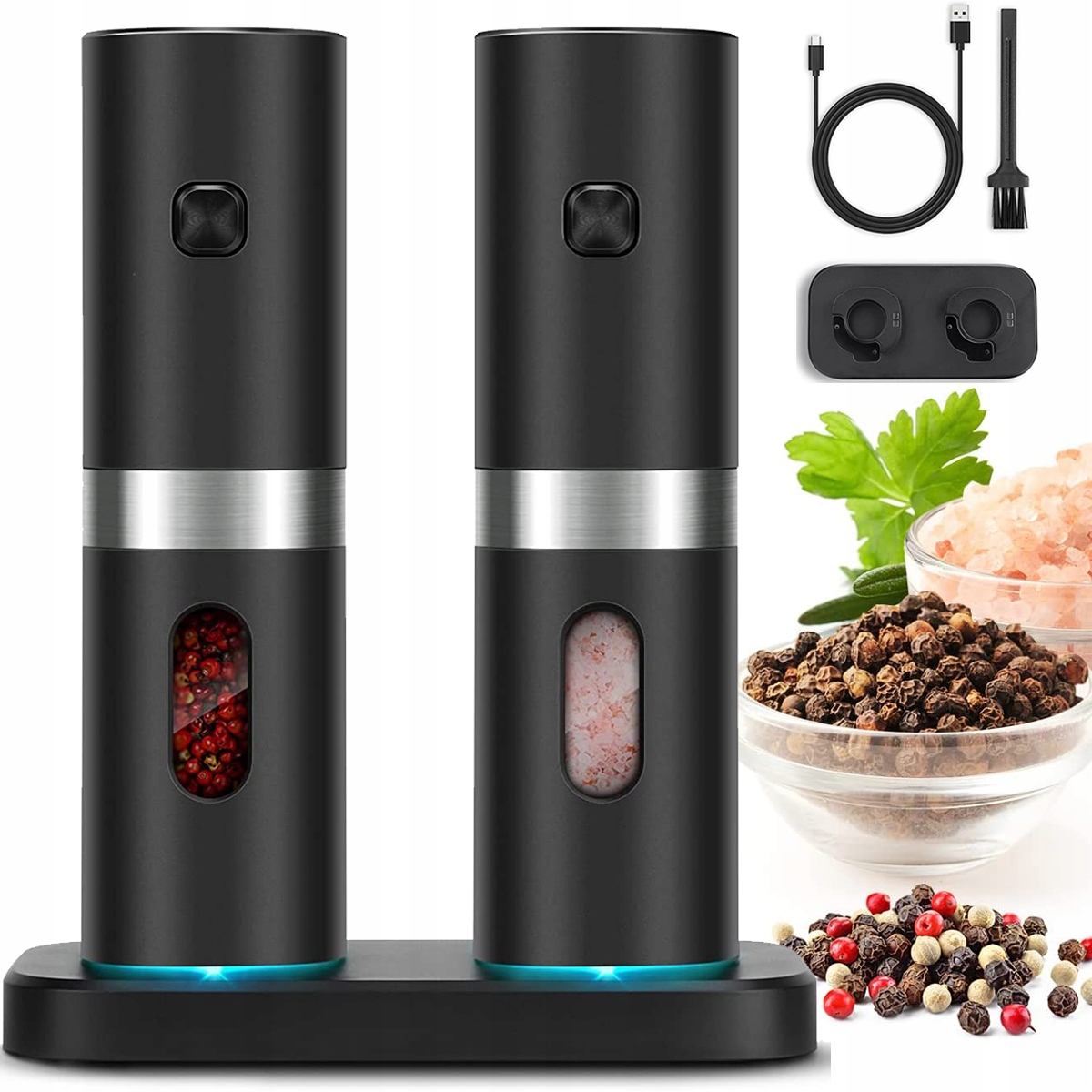 USB MŁYNEK ELEKTRYCZNY DO SOLI I PIEPRZU KUCHNIA