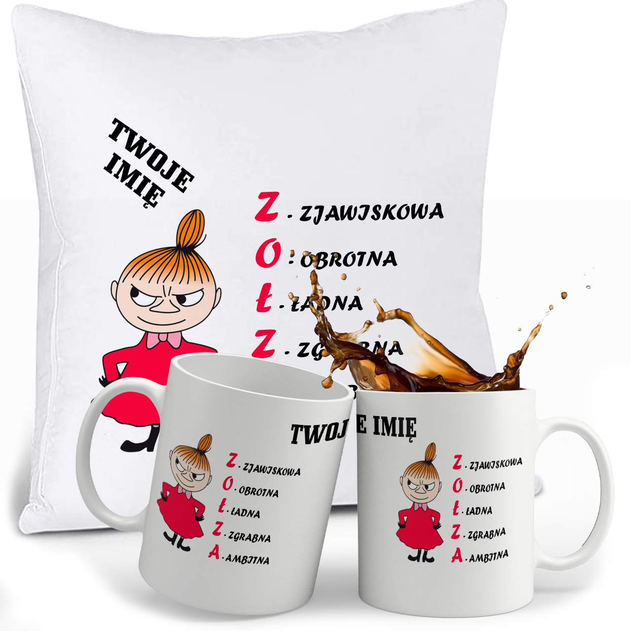 

Zestaw Mała MI Kubek Poduszka Imie