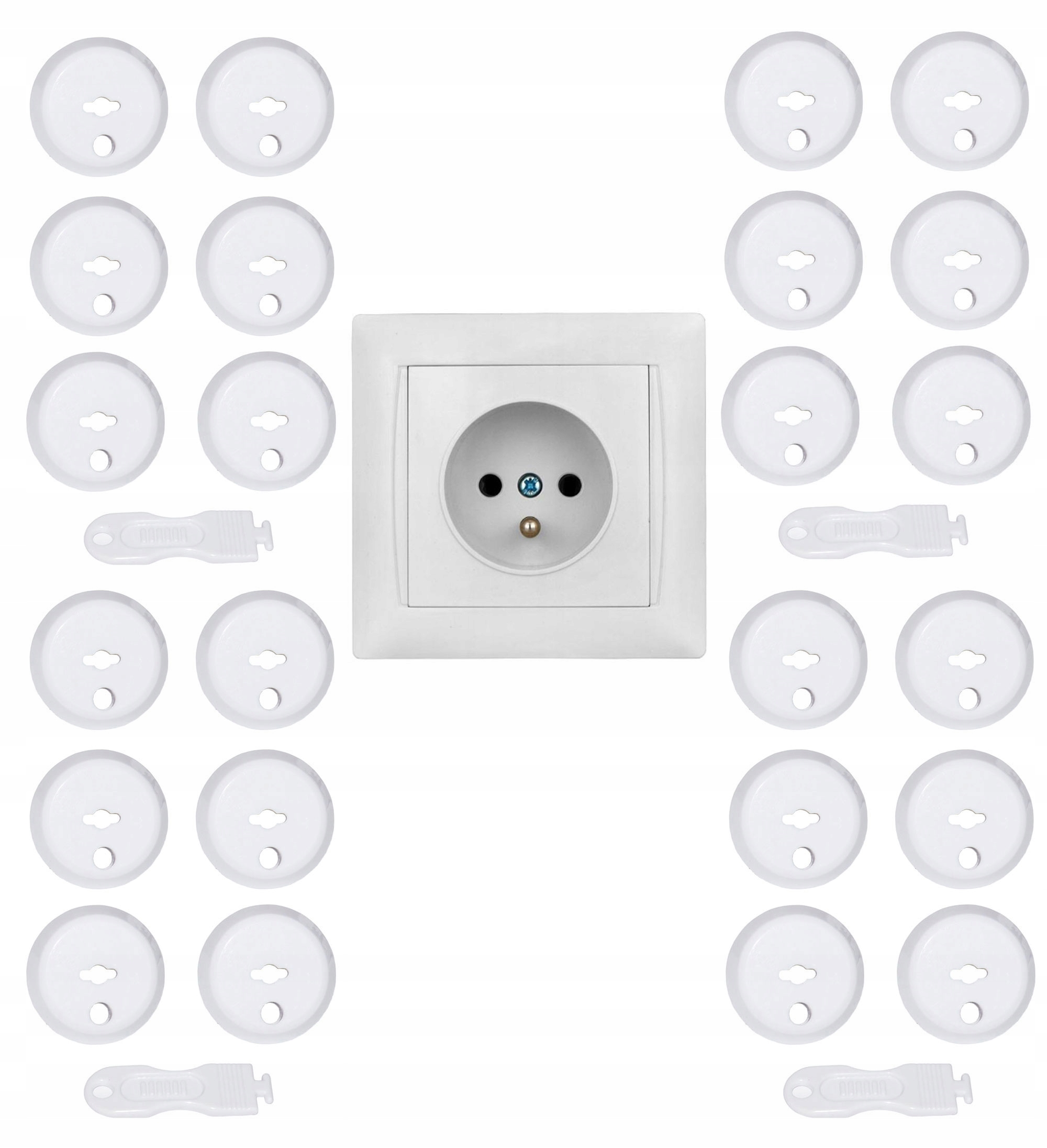 24x BLOKADA ZAŚLEPKI ZATYCZKI GNIAZDEK KONTAKTÓW Z BOLCEM + kluczyki