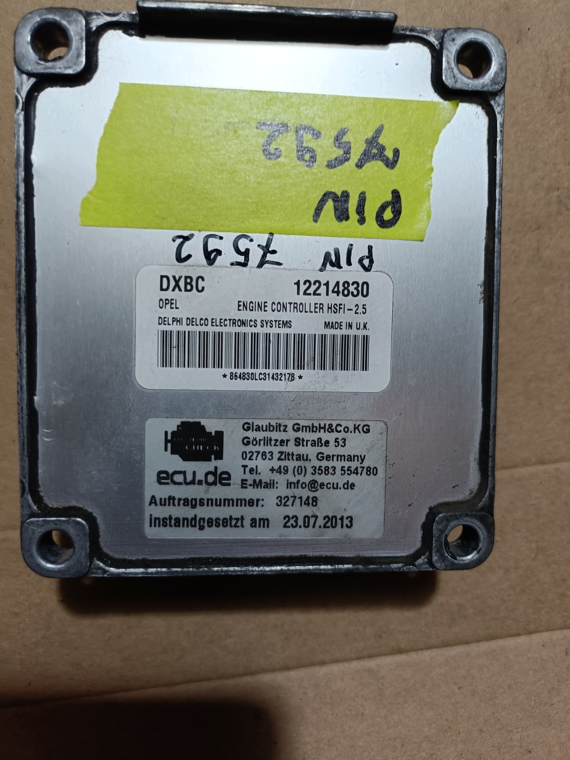 control unit of the engine Opel Meriva 12214830 DXBC PIN