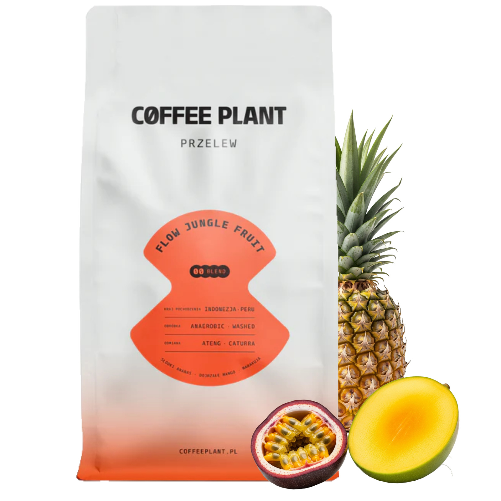 Káva zrnková Coffee Plant Přeliv Flow Jungle Fruit 100% Arabika 800 g
