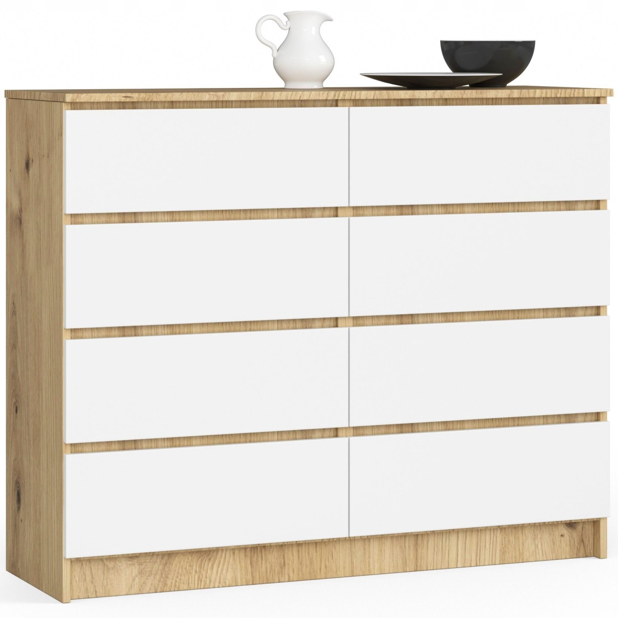 Komoda Kuba 120 cm 8 szuflad dąb artisan/biały