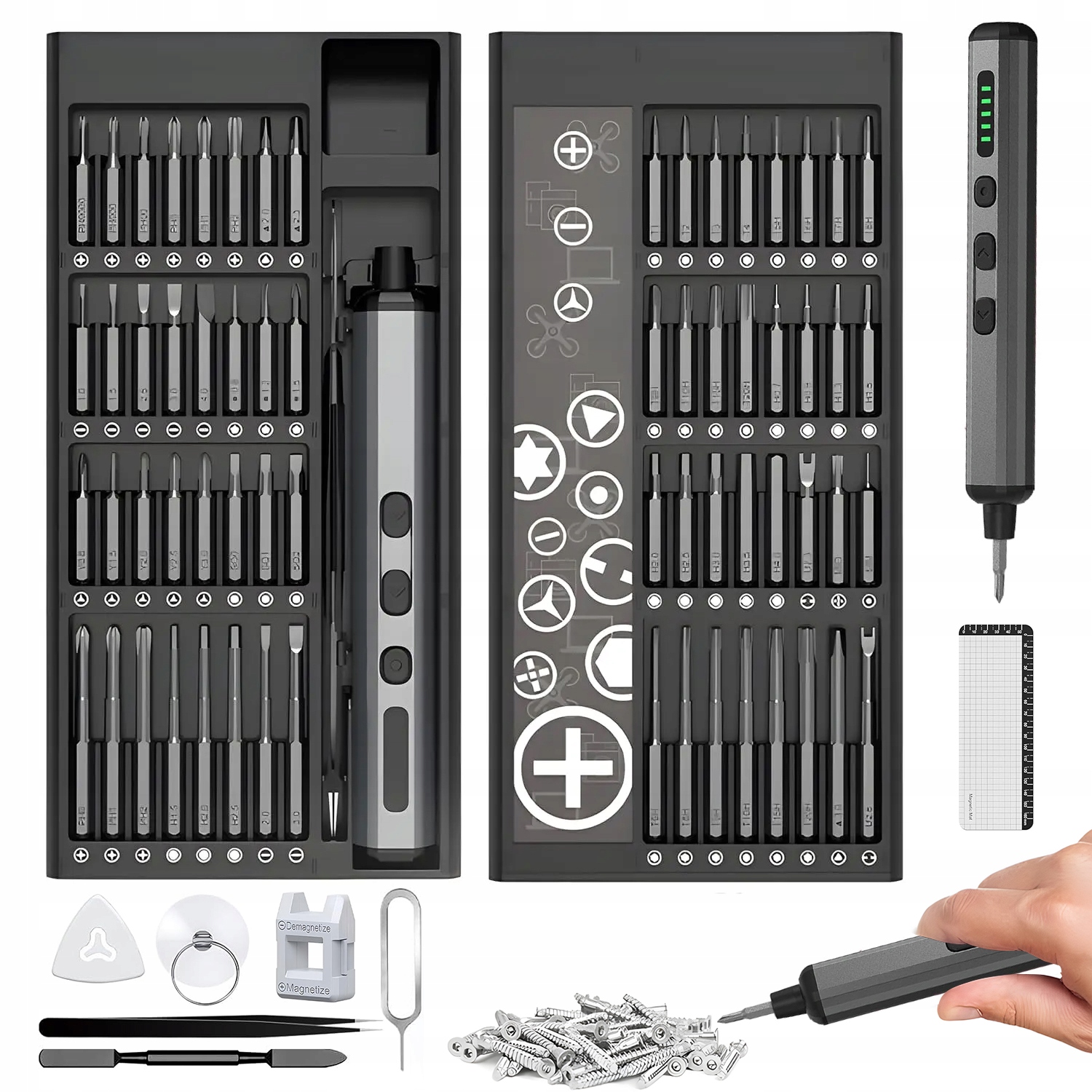 Akumulátorový Šroubovák Přesný Set 72v1 Prvků Usb Led Svítilna