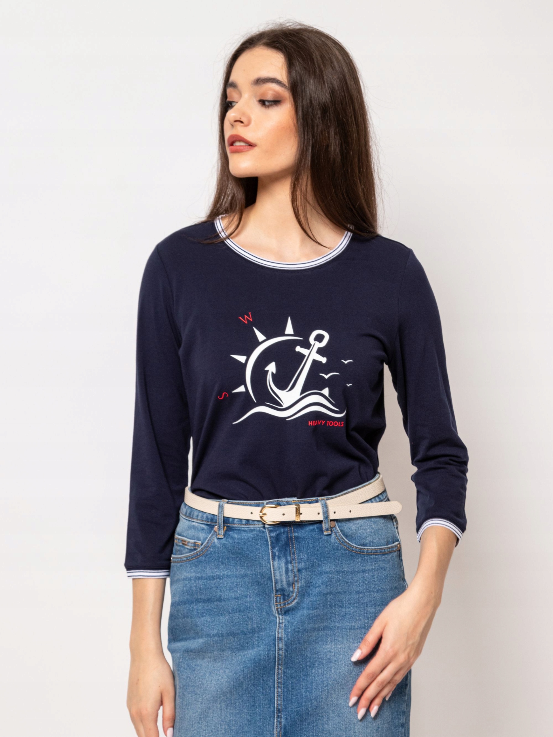 Heavy Tools Dámské Tričko S 3/4 Rukávem CARLOS25 Tmavě Modré Navy L