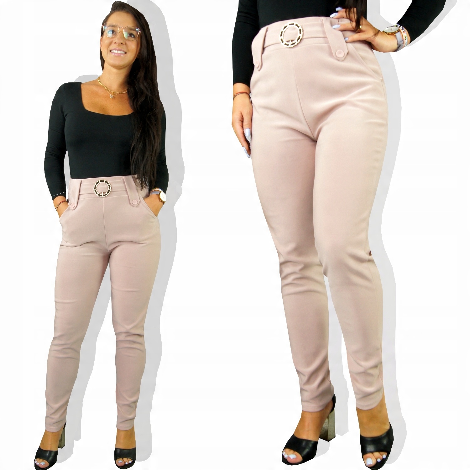 

Spodnie z Wysokim Stanem Cygaretki Slim 613, M