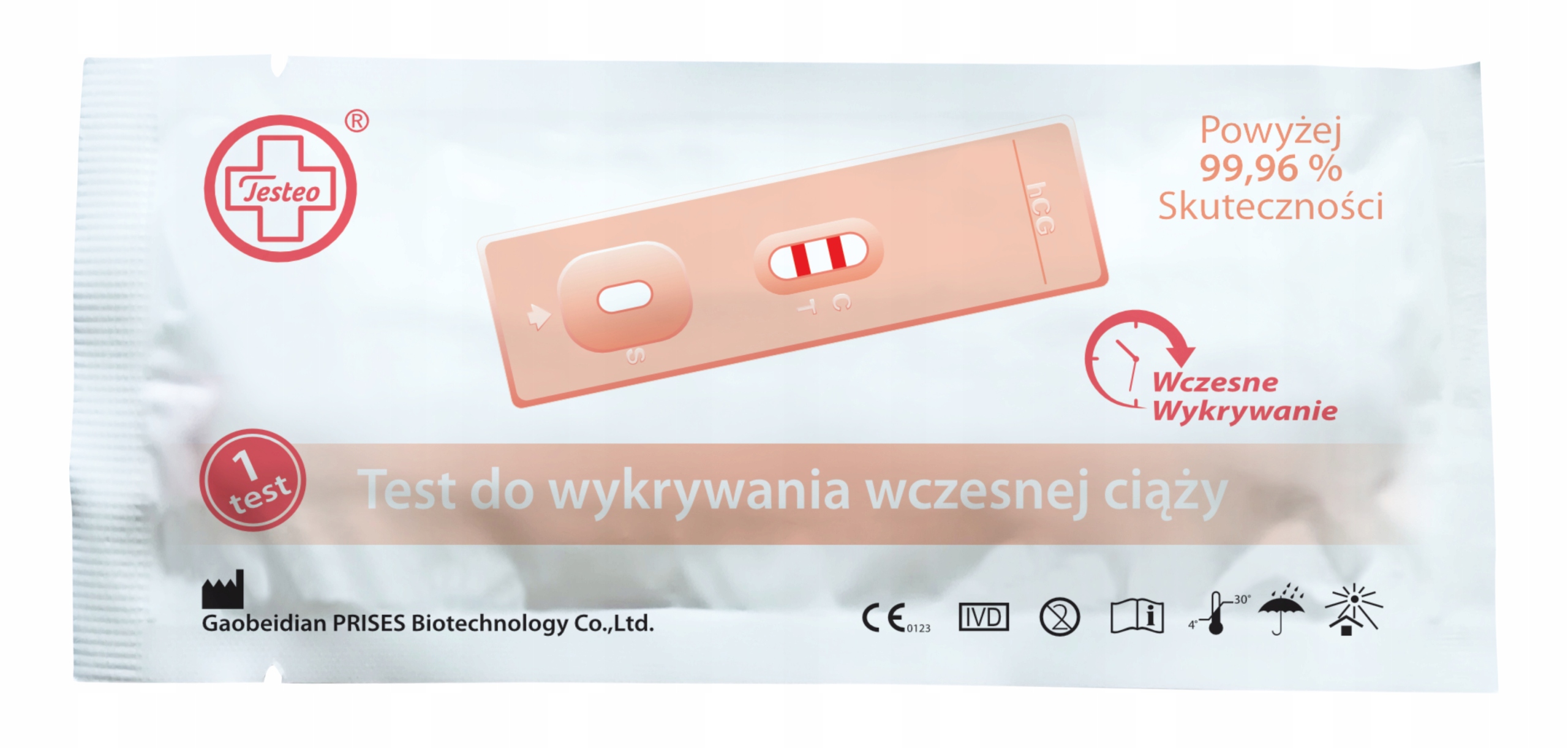 TEST CIĄŻOWY PŁYTKOWY WCZESNA CIĄŻA 2 DNI TESTEO Marka Testeo