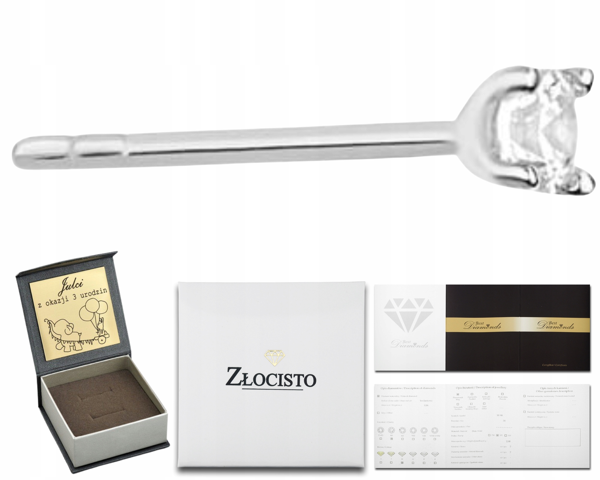 Náušnice Z Bílého Zlata S Diamantem Na Puzetě Zlato 585 Dárek Gravírování