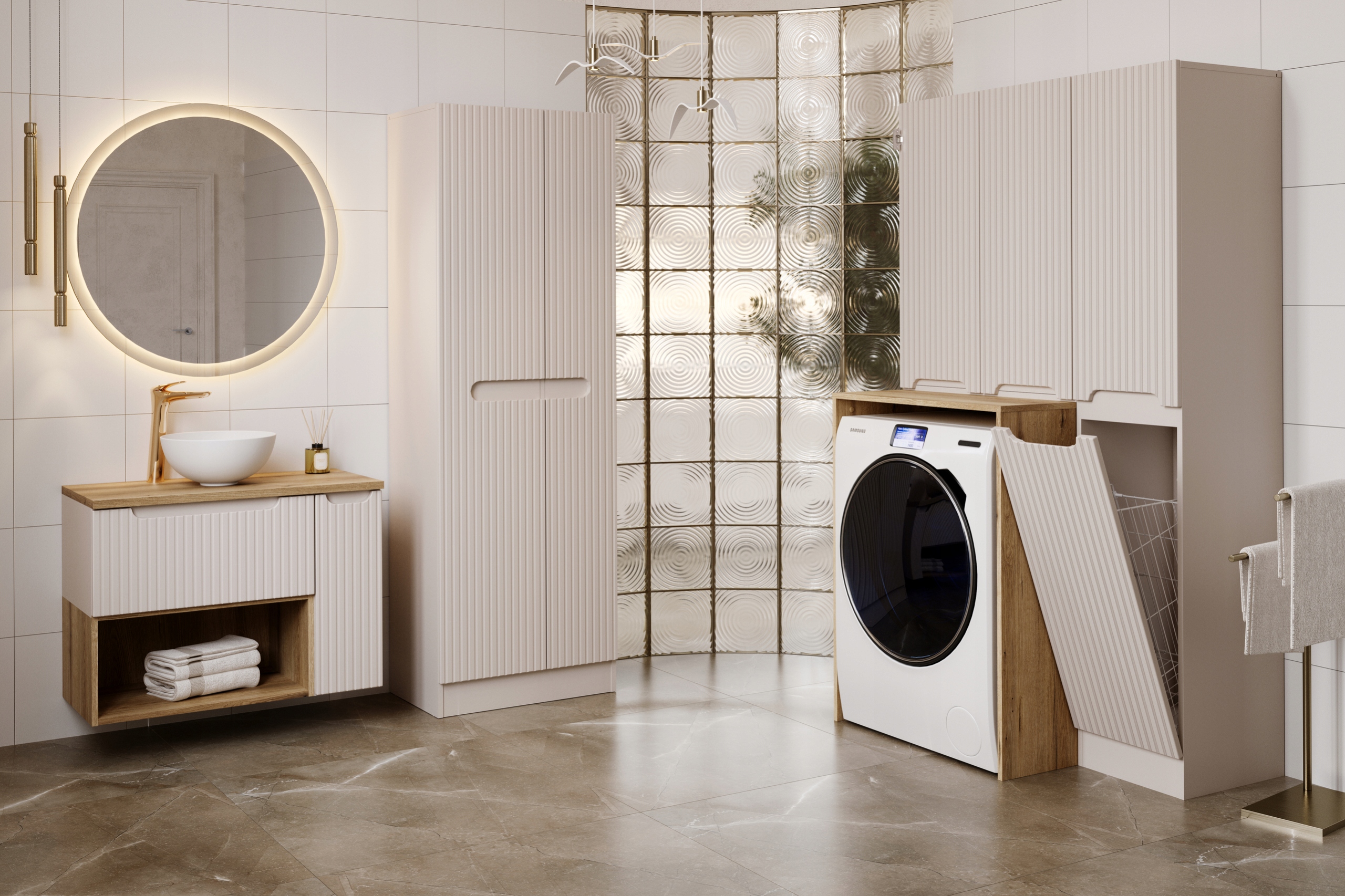 Nábytková sestava 50 cm s deskou a vysokou skříňkou