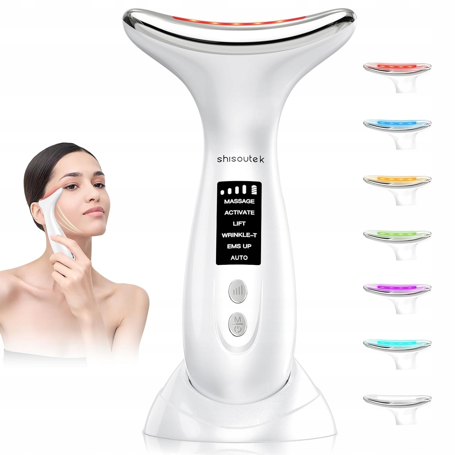 Masážní Přístroj Na Obličej Redukce Vrásek Lifting 6 Režimů Ems 45 °C Led Usb