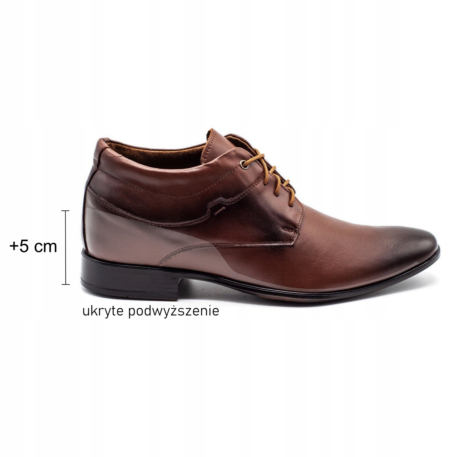 Pánské kožené vyvýšené boty +5 cm 300LU hnědé 39