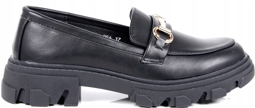 DAMSKIE MOKASYNY LORDSY EKO SKÓRA PÓŁBUTY ZE SPRZĄCZKĄ CZARNE MAT WYGODNE Oryginalne opakowanie producenta pudełko