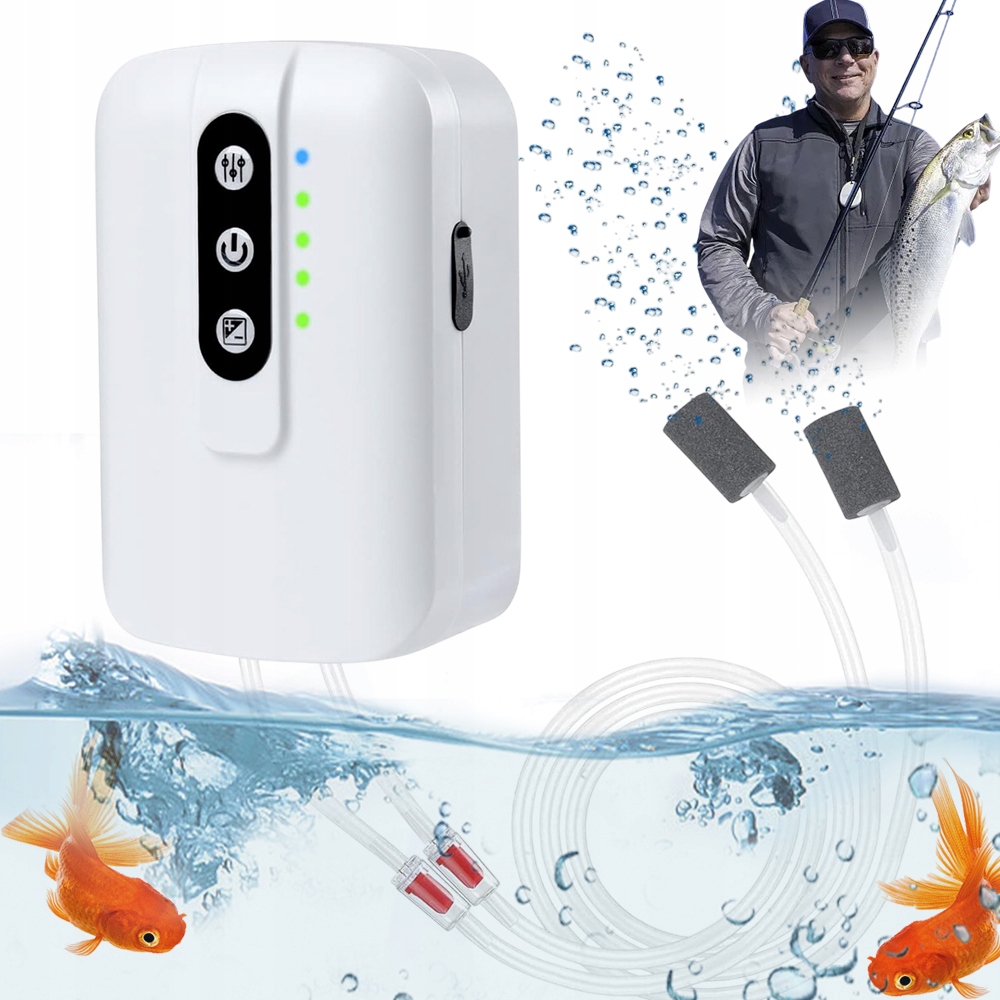 Levně Kyslíková pumpa do akvária, dva režimy/2000 mAh Bezpečná a energeticky úsporná