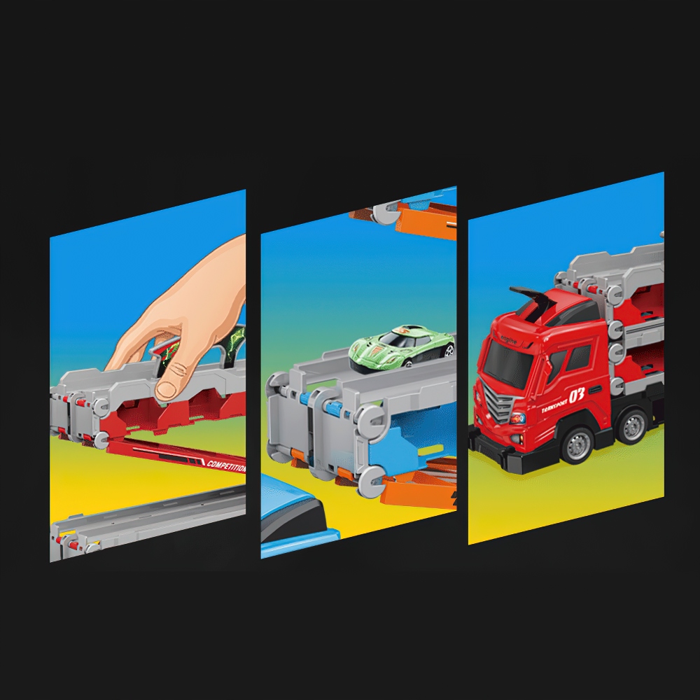 TRANSPORTER AUTEK TORY WYŚCIGOWE + 8 AUTA Prezent Materiał metal