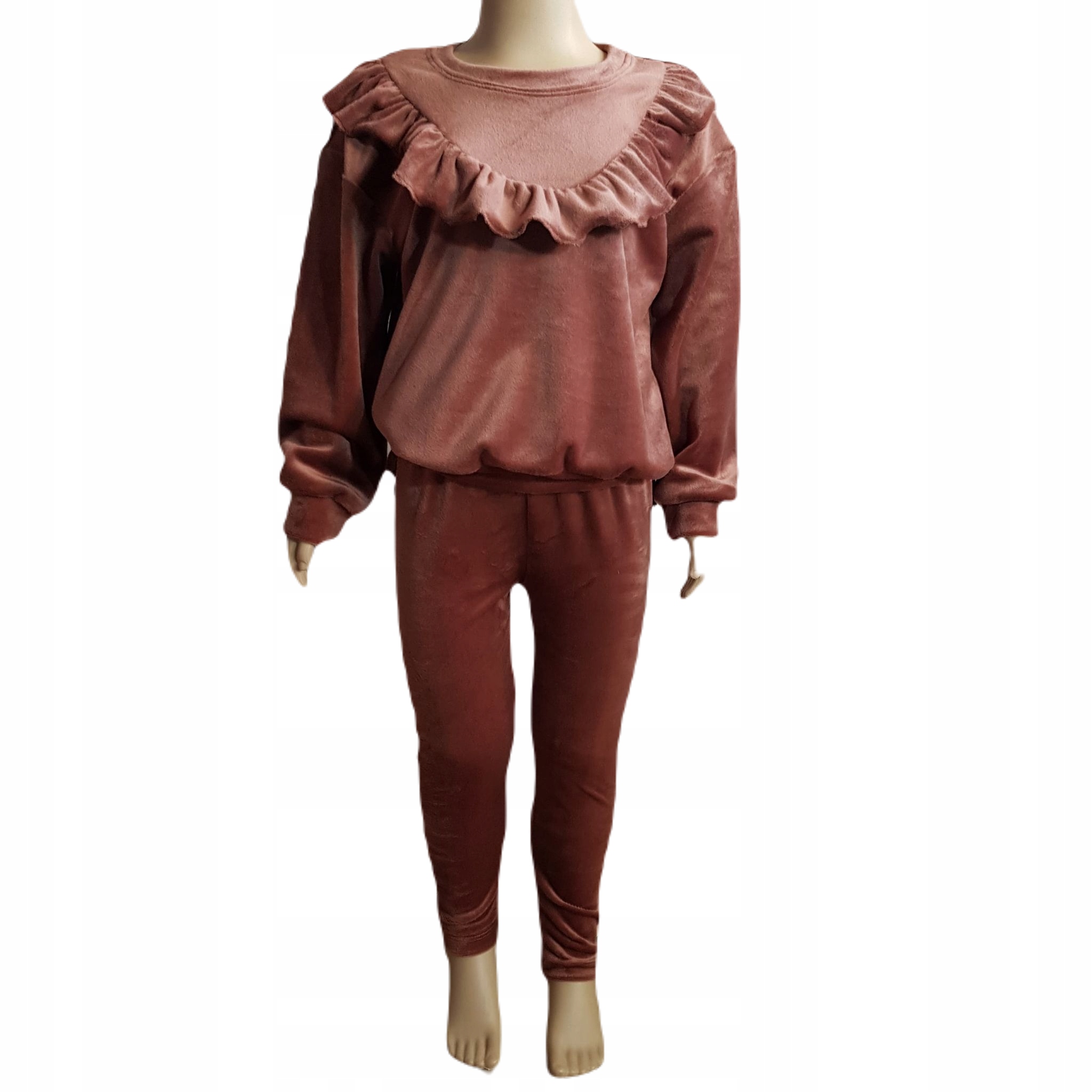 Dres welurowy dla dziewczynki falbanki czekolada Kolor wielokolorowy